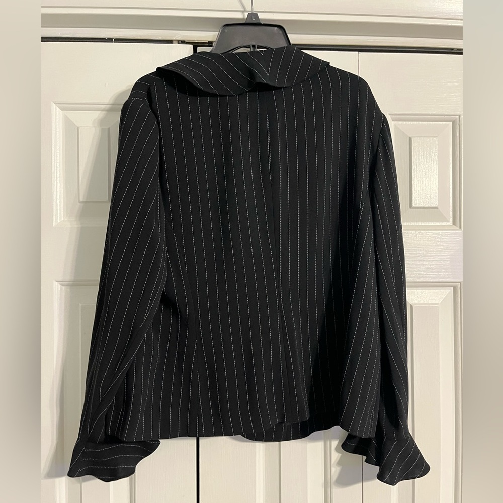 Nordstrom encore pinstripe ruffle blazer jacket 0X - Picture 2 of 5